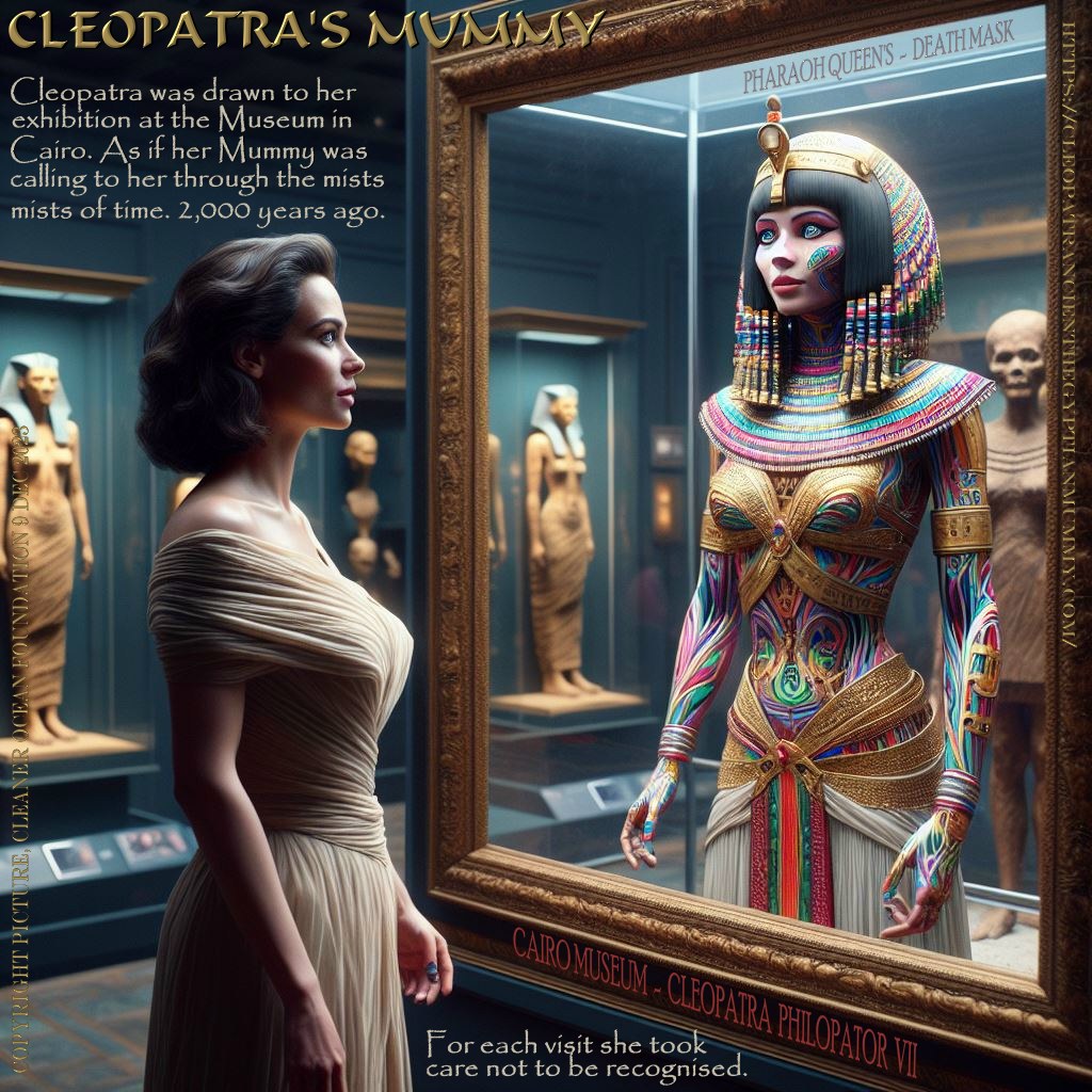 Cleopatra was drawn to her exhibition at the Museum in Cairo. As if her mummy was calling to her through the mists of time.