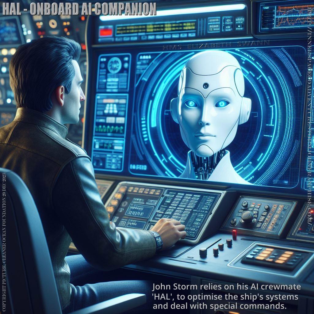 John Storm interfacing with Hal, using a conventional computer screen and audio connection