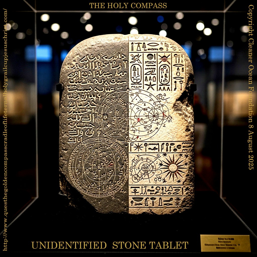 John and crew, discover this ancient stone tablet in Jeruslaem Museum. HAL part decodes as the Holy Compass.